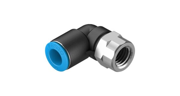 QSLF-1/4-10-B Угловой штуцер с цанговым зажимом и резьбой